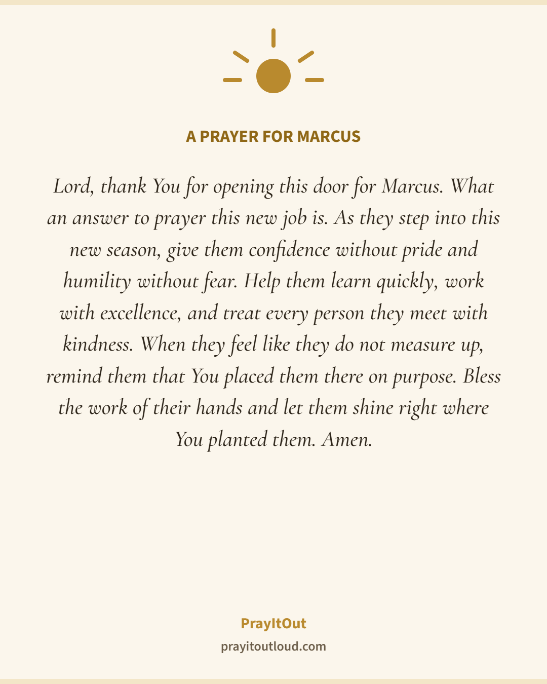 A shareable prayer card with a name in it