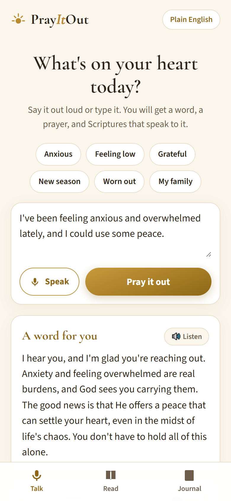 Receive a word and a prayer